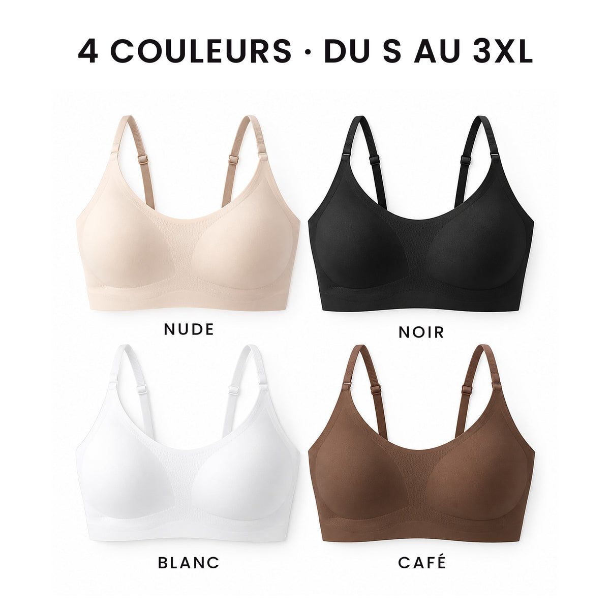 Les 4 couleurs : nude, noir, blanc, café